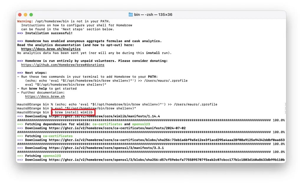 brew install wimlib command