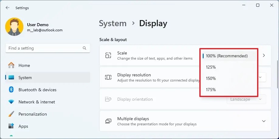 Change Taskbar scale size