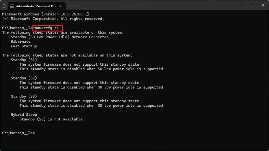 Command Prompt check sleep state