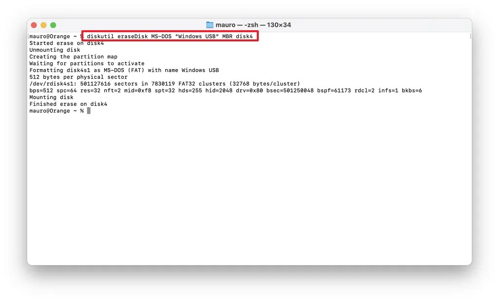 diskutil ereaseDisk command