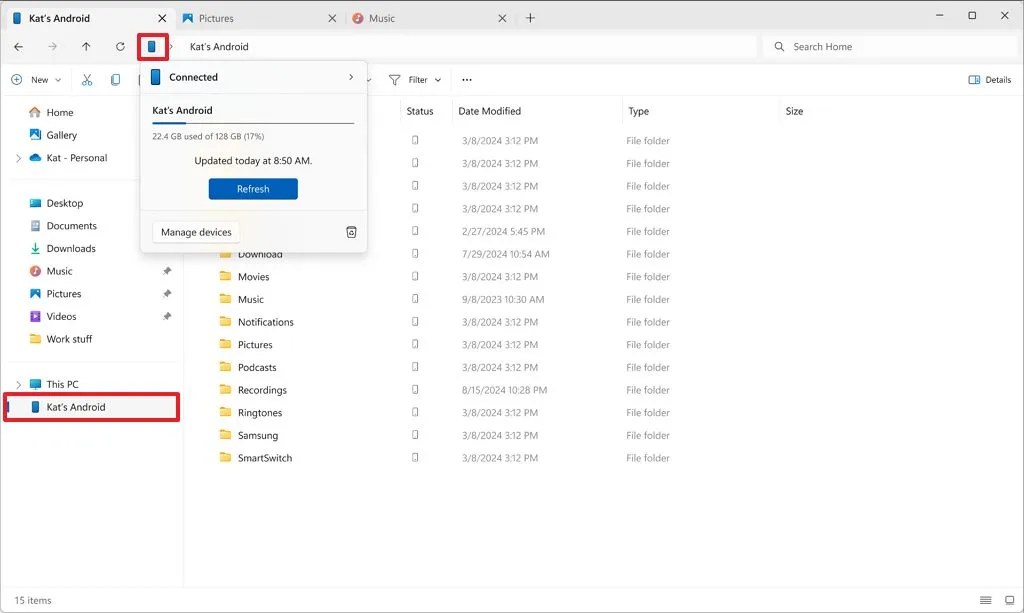 Datei-Explorer mit Android-Zugriff
