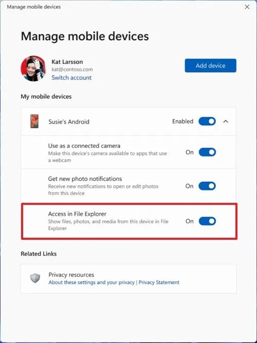 Zugriff im Datei-Explorer