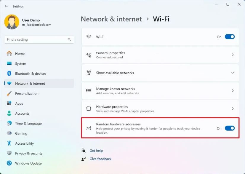 Enable random MAC all networks