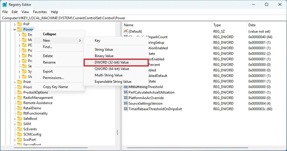 Registry create PlatformAoAcOverride key