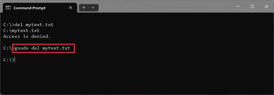Run sudo command with gsudo