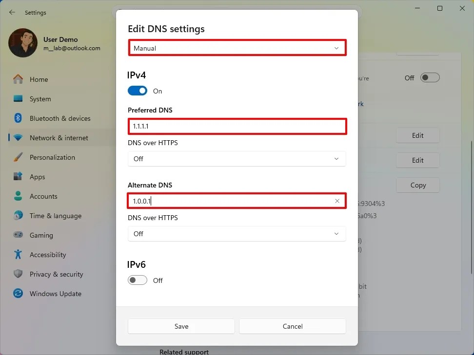 Change DNS server with encryption