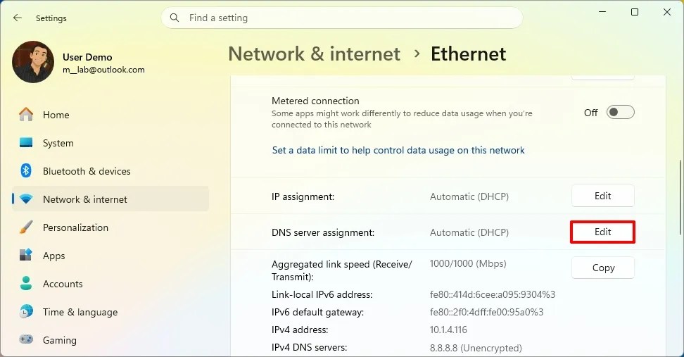 DNS server assignment