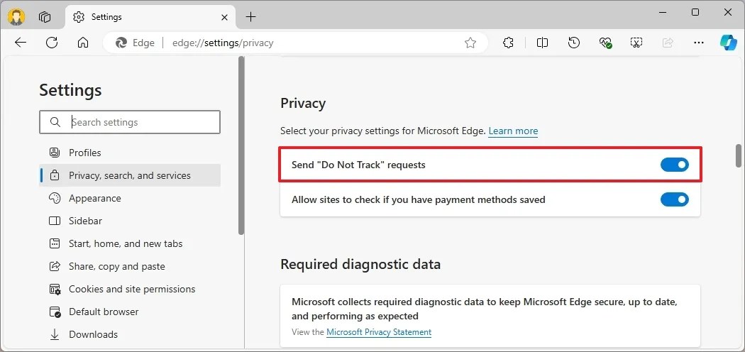 Send "Do Not Track" requests