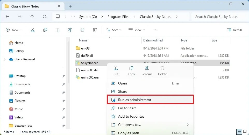 File Explorer Run as administrator context menu option
