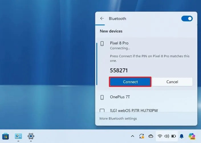 Quick Settings Bluetooth pairing code