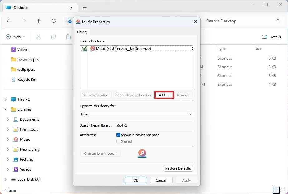 Add folder to library