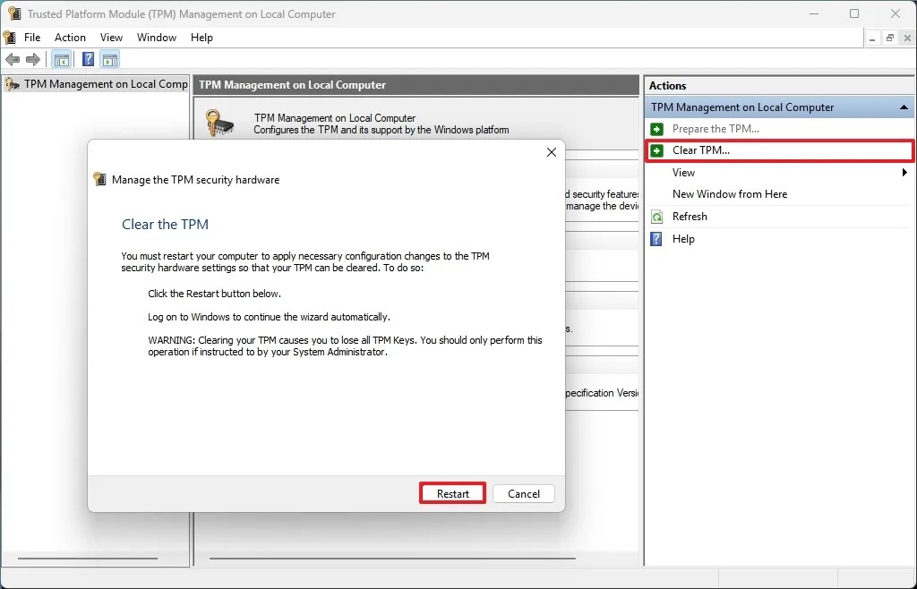 Windows 11 clear TPM