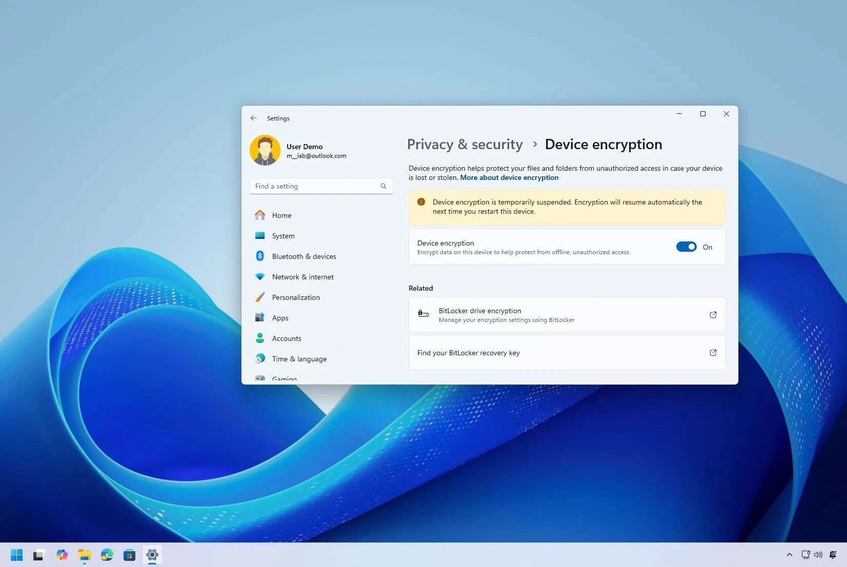 Windows 11 Device Encryption not working