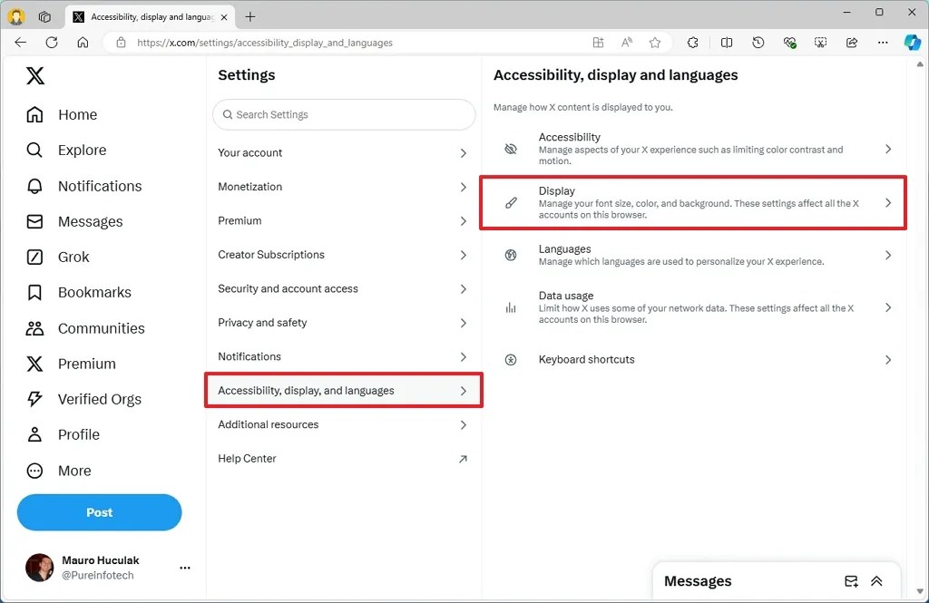 Accessibility, display & languages