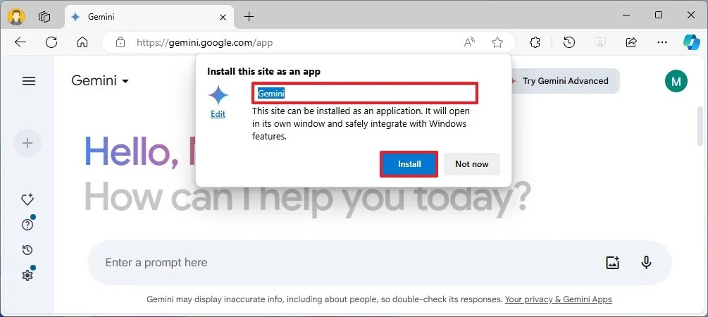 Gemini install settings