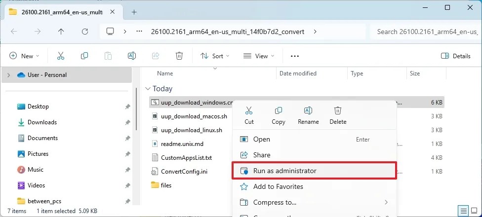 Run UUP Dump script to download Windows 11 ISO for ARM