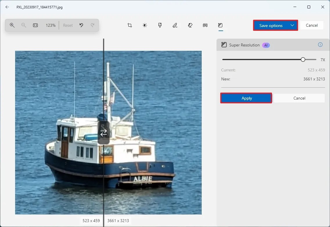 Super Resolution upscale image