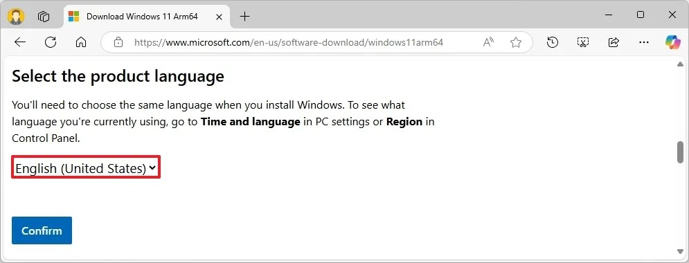 Select ISO file language