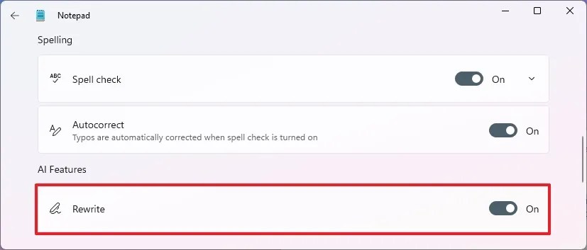 Notepad disable Rewrite option