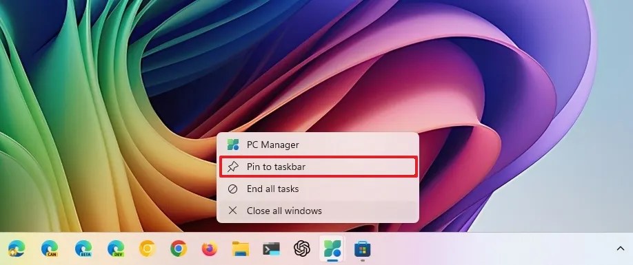 Fixar aplicativo na barra de tarefas
