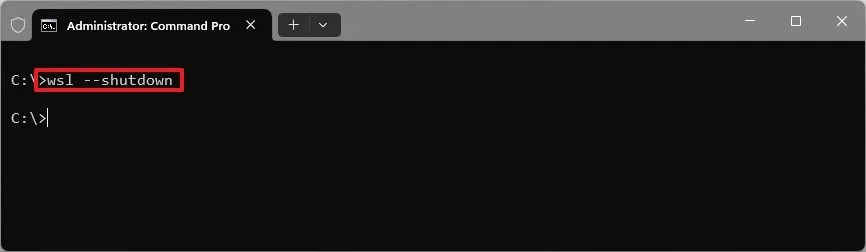 WSL shutdown command