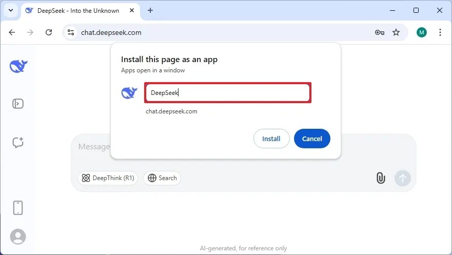 Chrome DeepSeek install settings