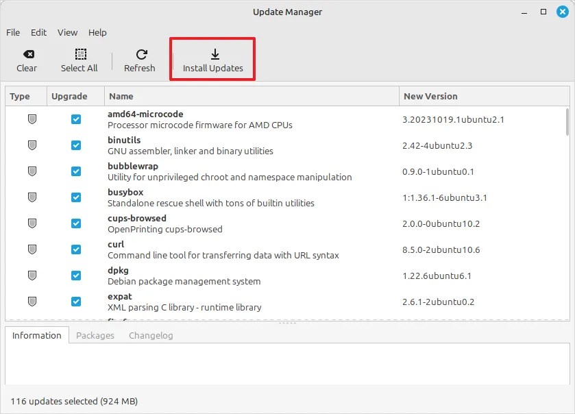 Linux Mint Update Manager