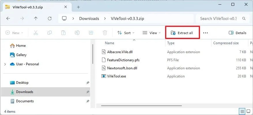Extract ViveTool files