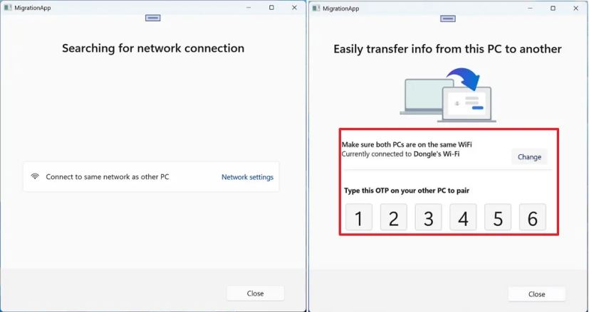 Connect PCs with data transfer app
