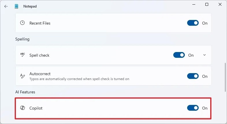 Notepad kích hoạt Copilot AI và MSA