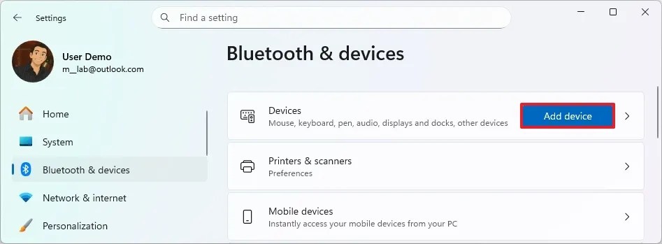 Bluetooth add new device