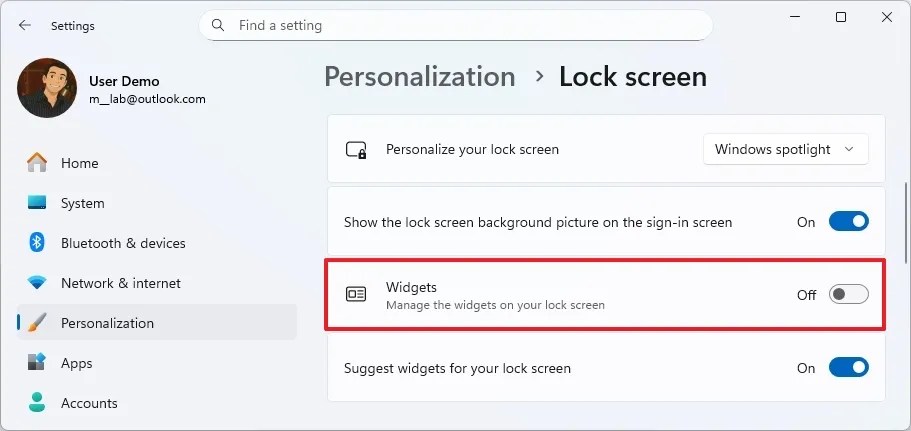 Lock Screen disable widgets option