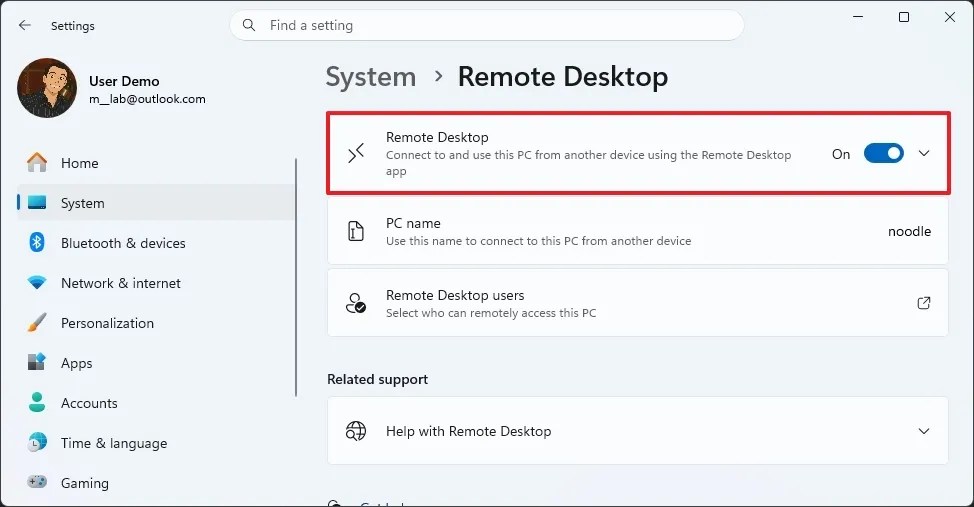 Enable Remote Desktop (RDP)