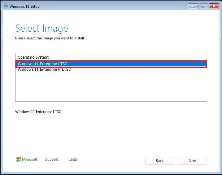Windows 11 Enterprise LTSC edition selection