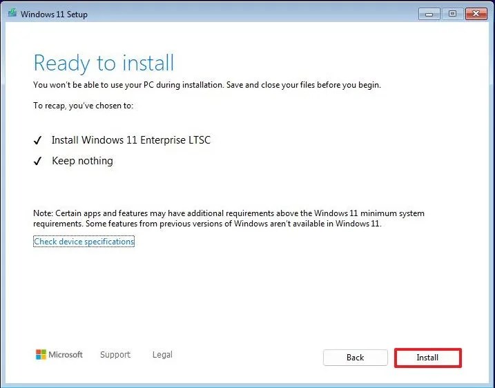 Windows 11 LTSC install option