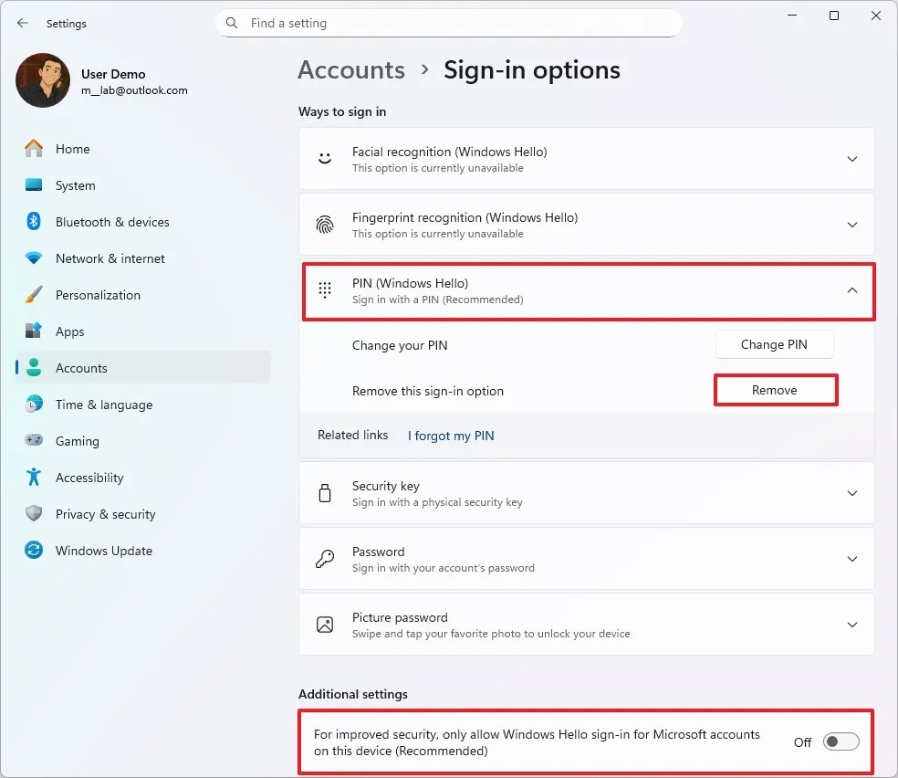 Disable Window Hello