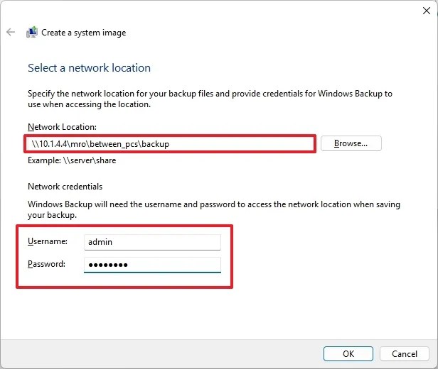 Create system image network settings