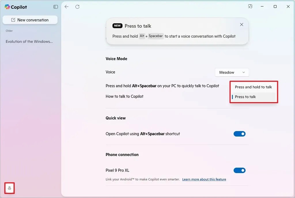 Copilot enable Alt + Spacebar