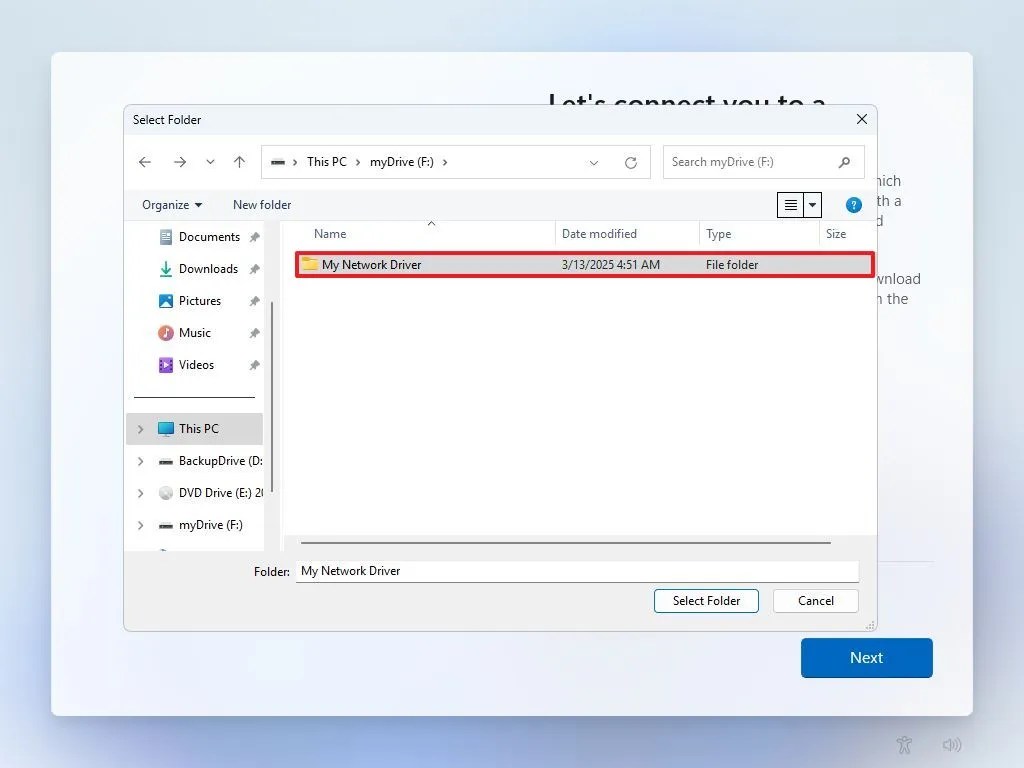 Windows 11 OOBE select network driver