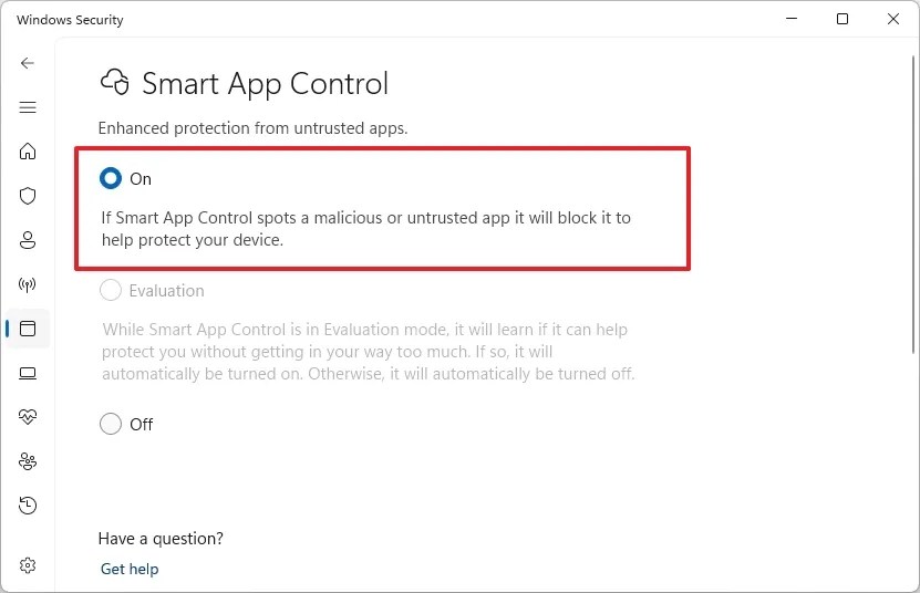 Smart App Control enabled