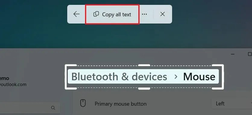 Snipping Tool Text Extractor copy all option