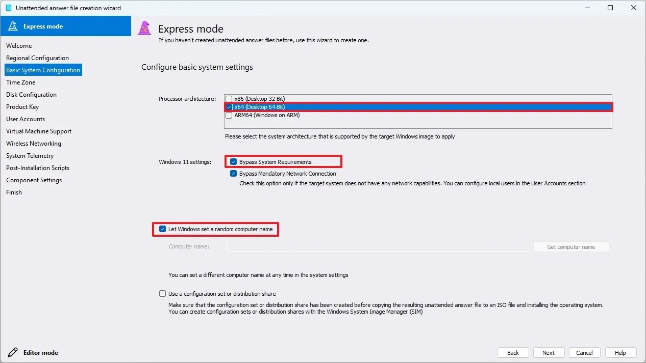 Answer file Bypass System Requirements