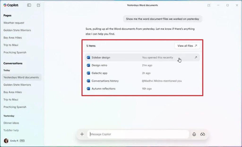コパイロットファイル検索結果