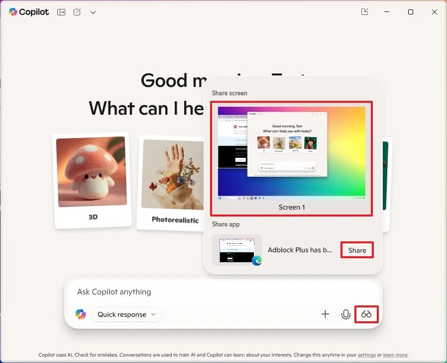 Copilot Vision on Windows 11