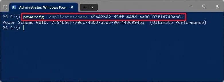 Enable Ultimate Performance power plan