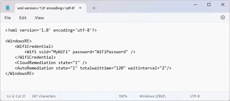 Quick Machine Recovery XML