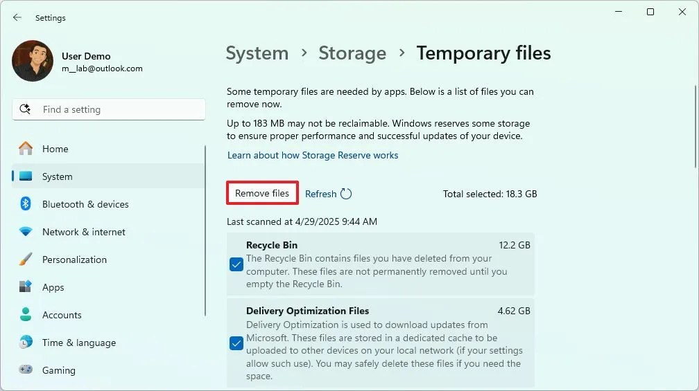 Remove Windows 11 temp files