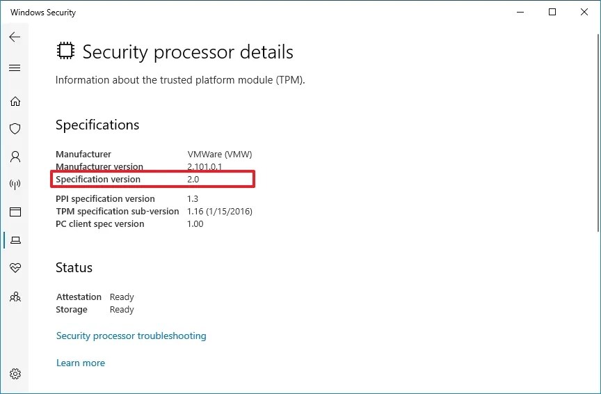 Specification version 2.0