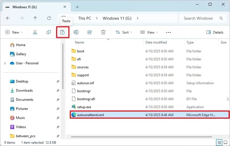 Windows 11 USB with autounattend.xml