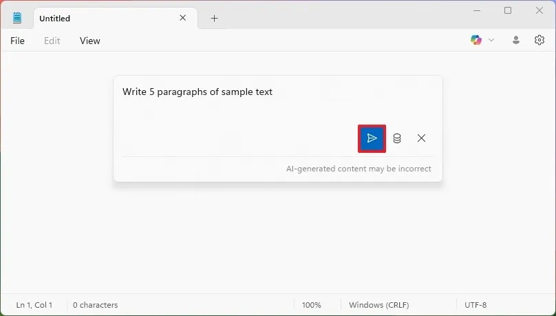 Notepad Write prompt